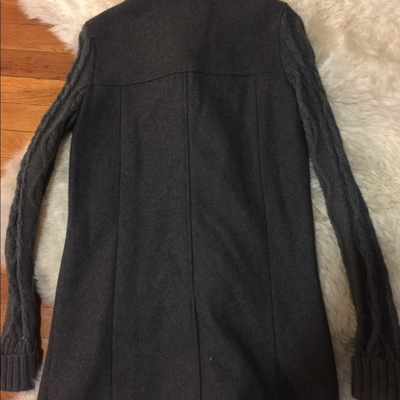 Grey cable sweater wool Knit toggle coat S - Picture 5 of 5